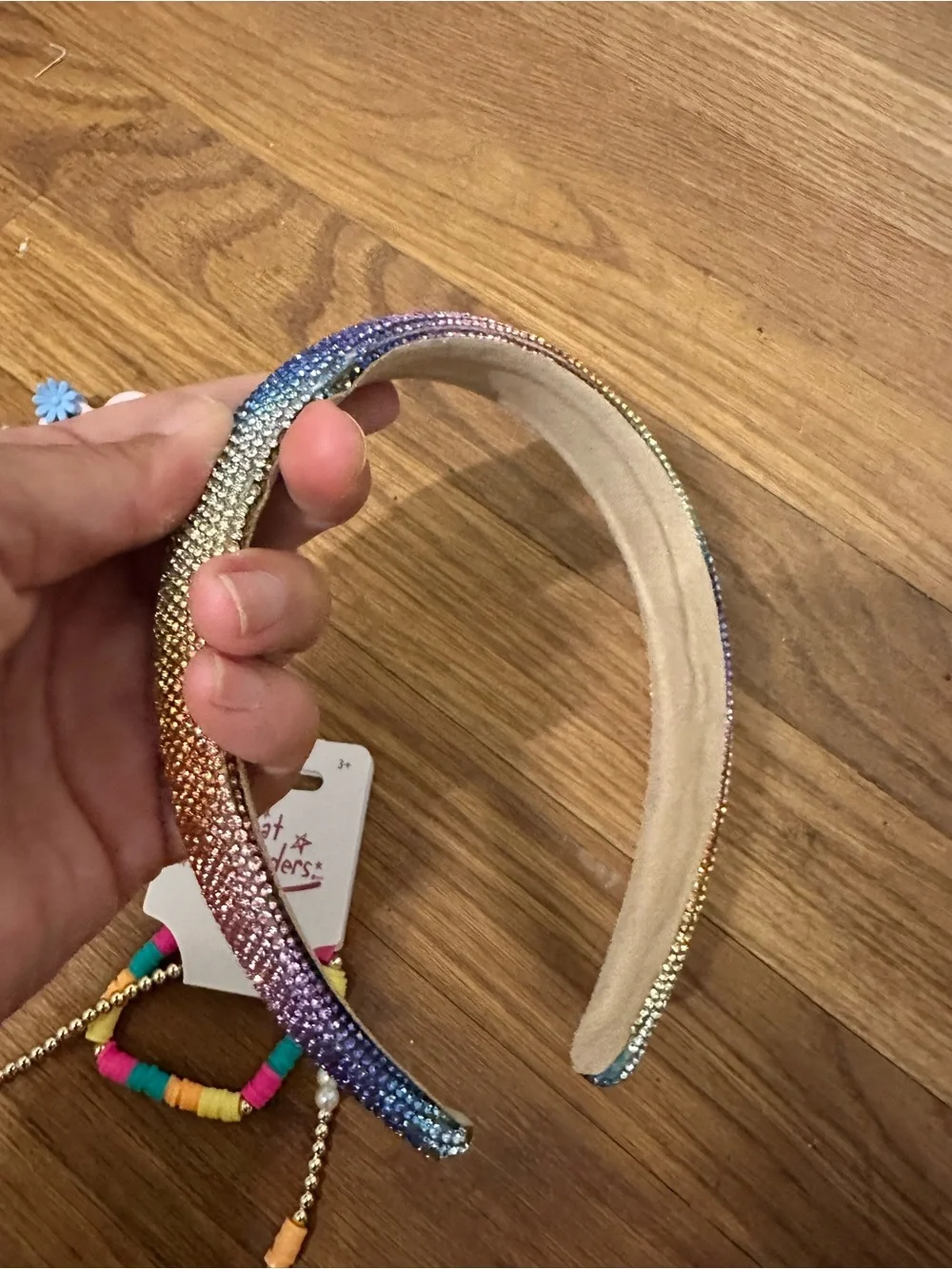 Little Girls bundle Beaded Necklace & Iridescent Headbands Set